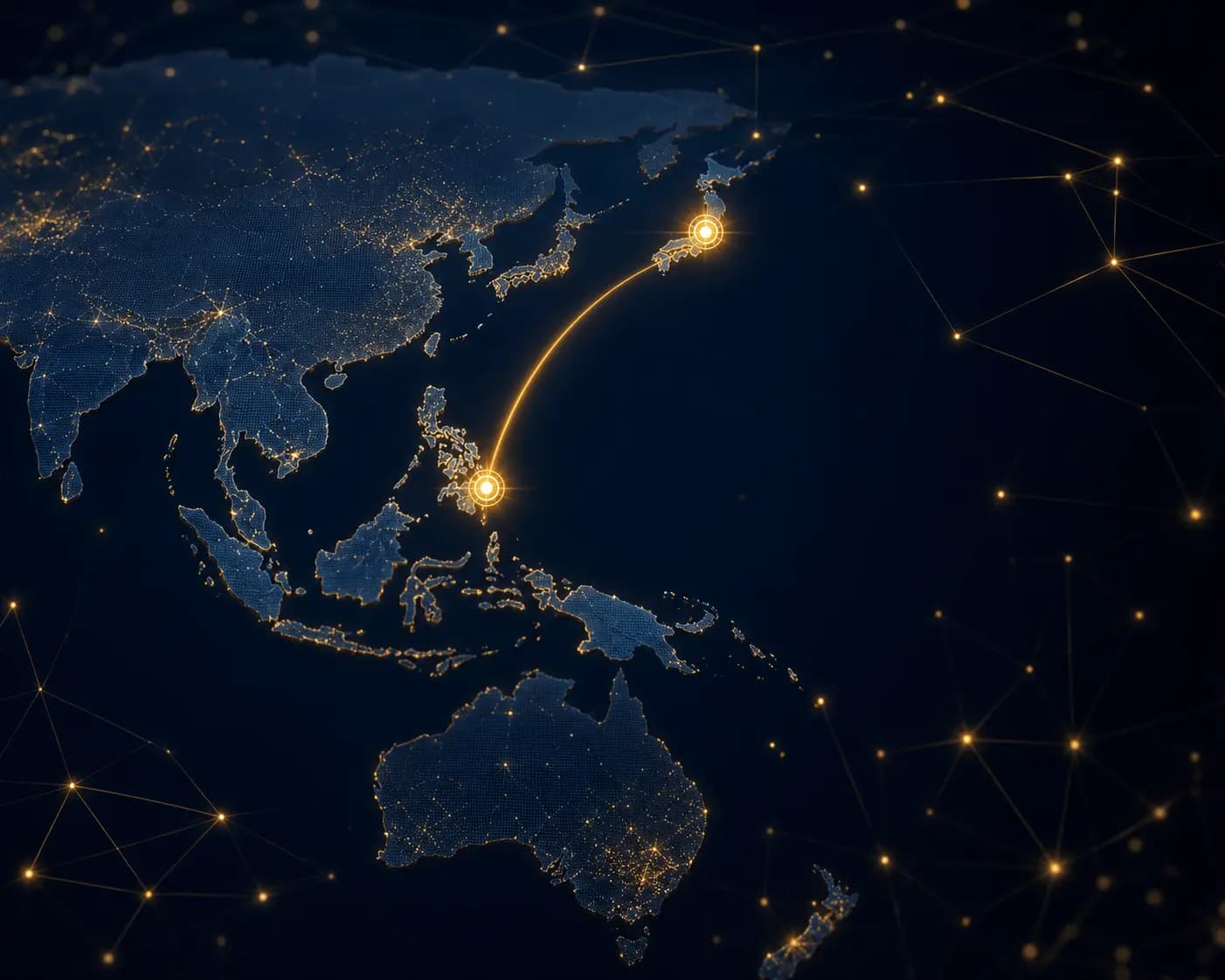 Japan and the Philippines on the Asia-Pacific network map